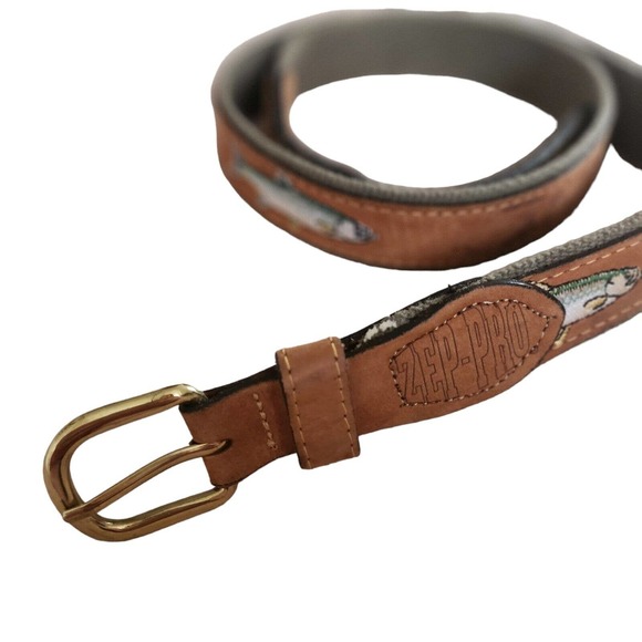 Zep-Pro Men's Embroidered Marlin Leather Belt Sport Fishing *Made In